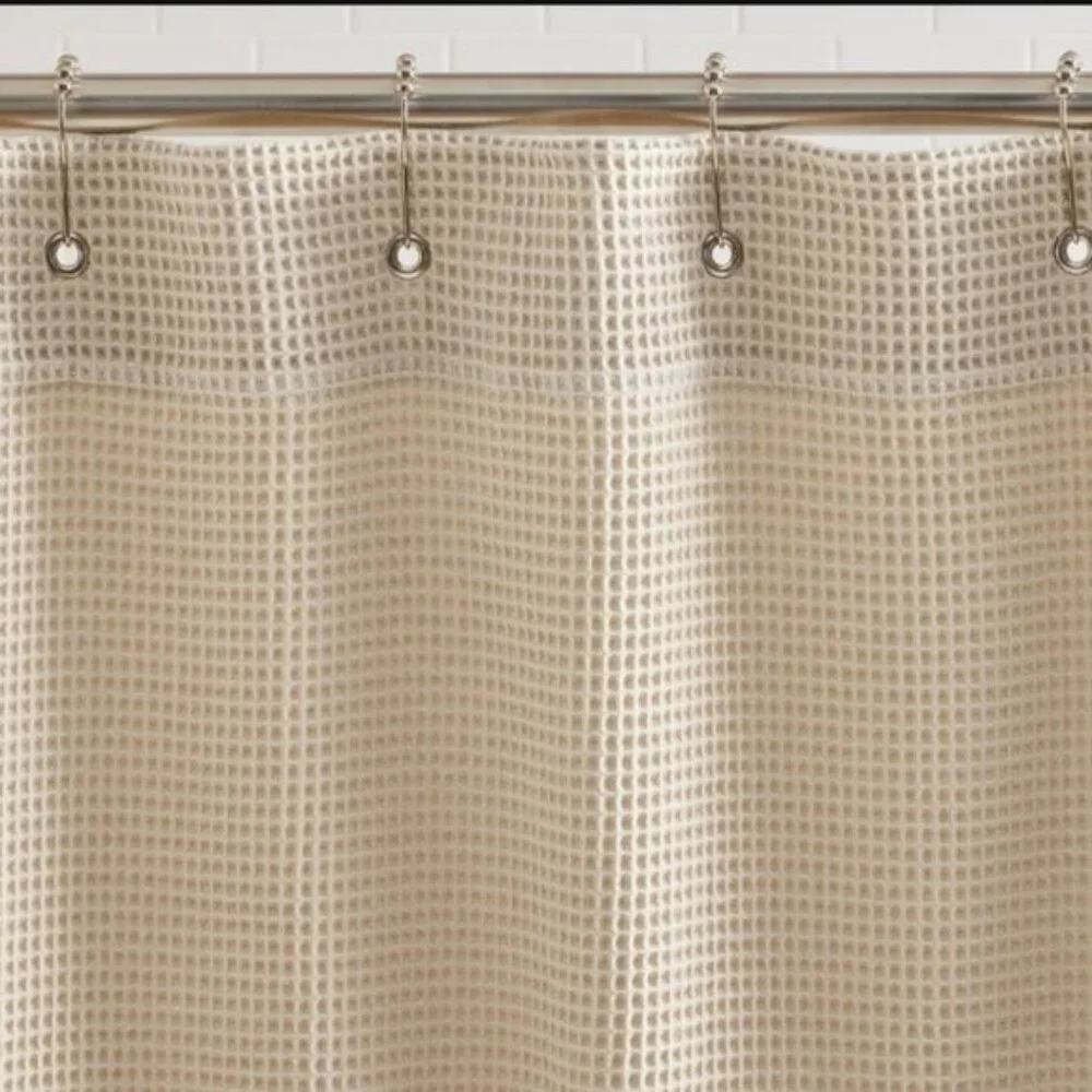 Pottery Barn Waffle Weave 100% Cotton Shower Curtain in Oatmeal (NWOT)